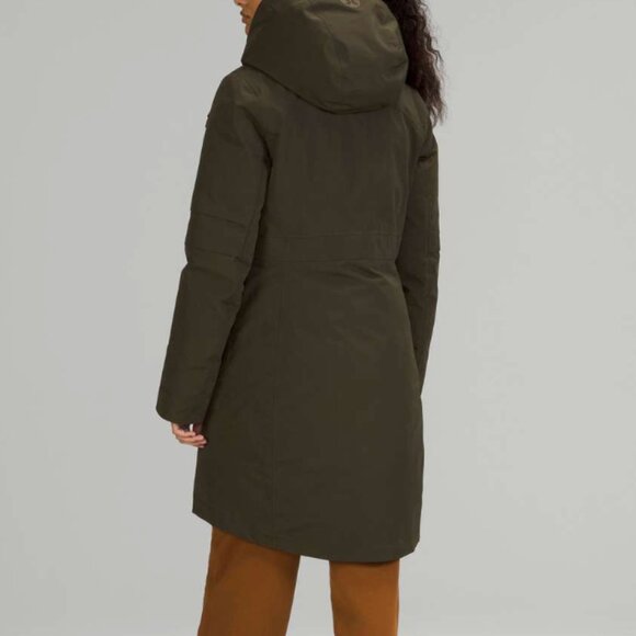 (0217) Lululemon Winter Warrior 3-in-1 Parka Dark Olive sz 12 ($698) - Picture 4 of 8